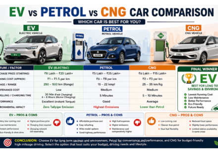 EV vs Petrol vs CNG Car Comparison