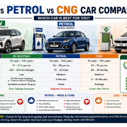 EV vs Petrol vs CNG Car Comparison